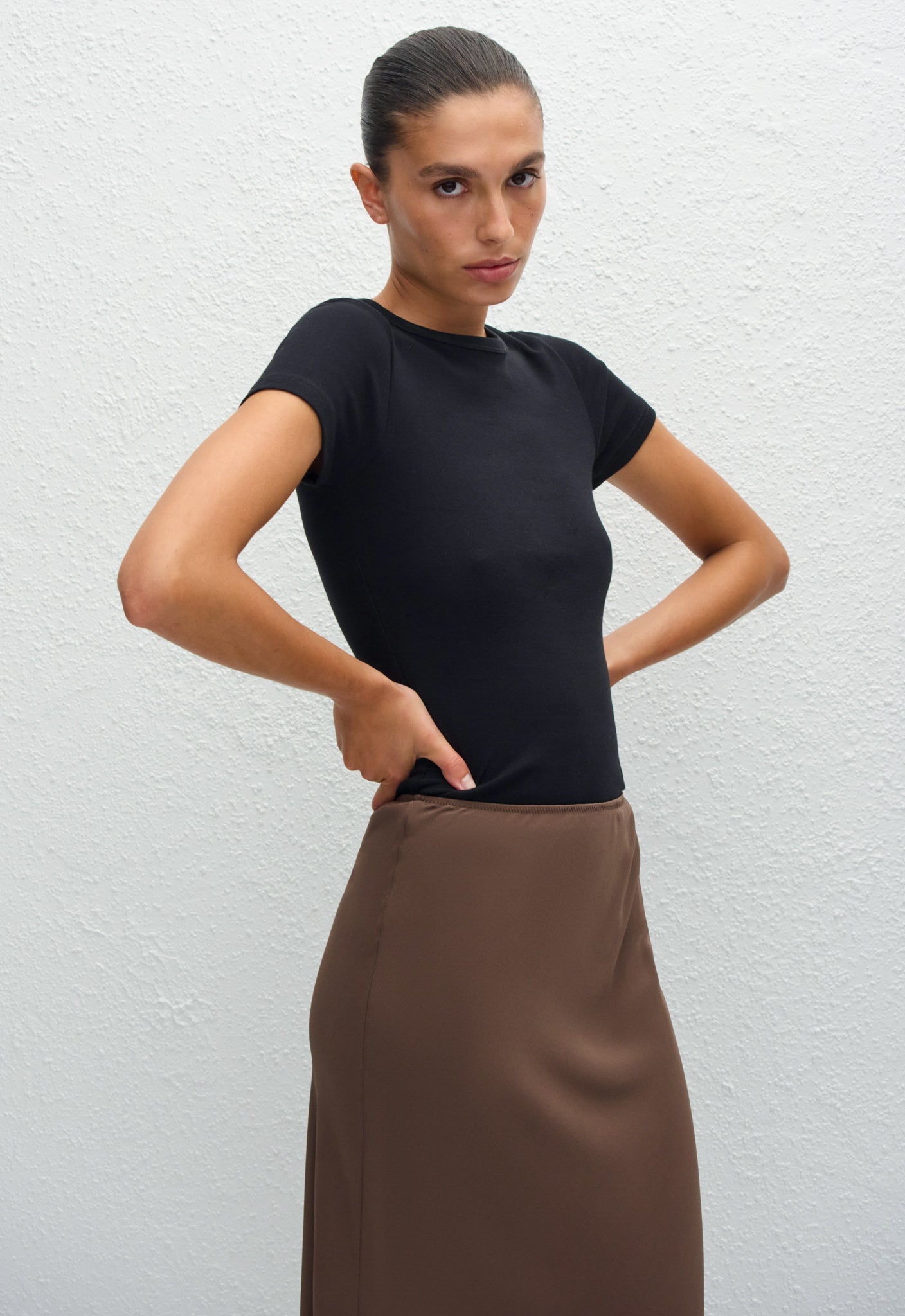 Bias Elastic Skirt - Truffle - Matteau