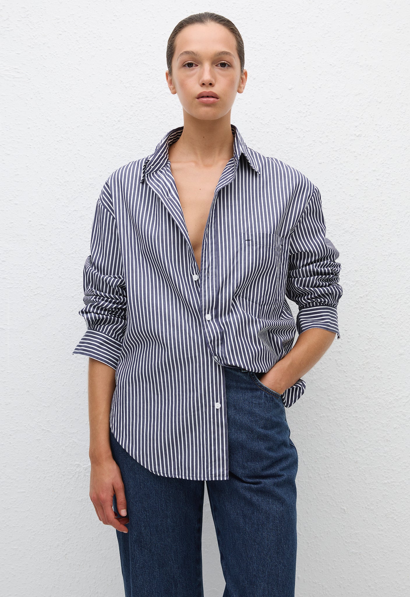 Classic Stripe Shirt - Navy Stripe - Matteau