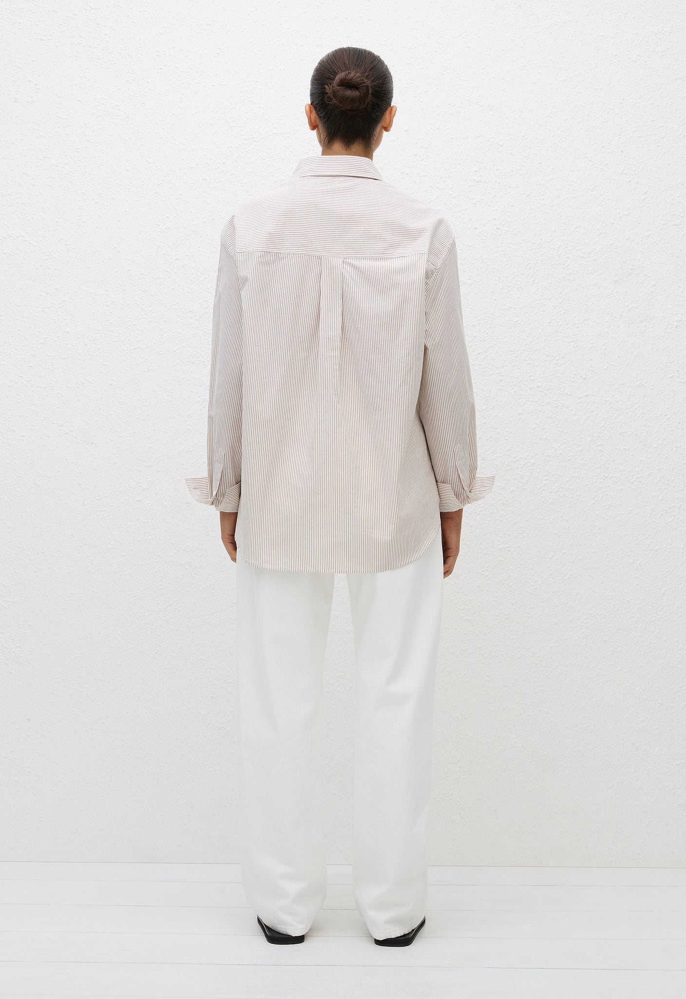 Classic Stripe Shirt - Taupe Pinstripe - Matteau