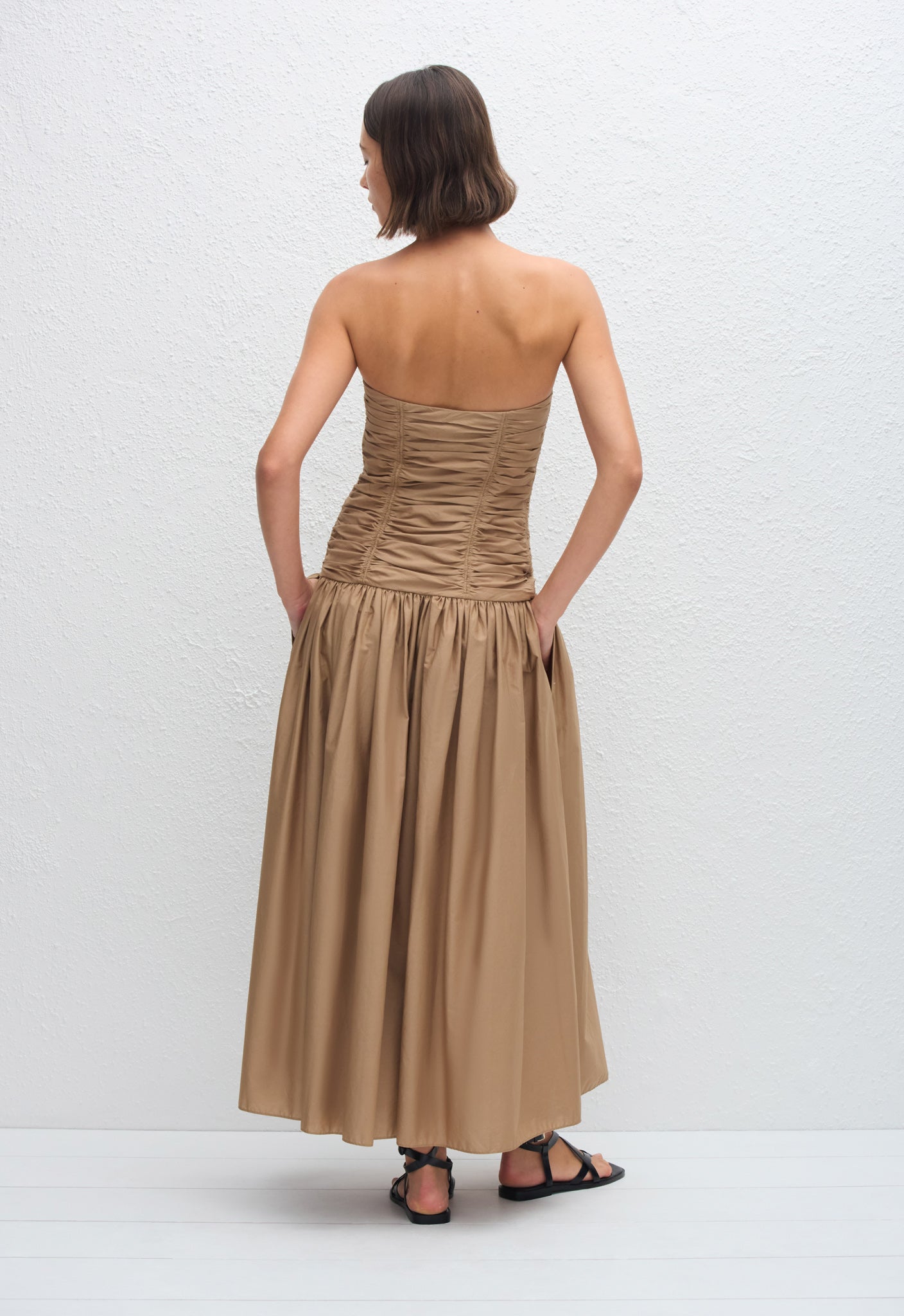 Strapless Drop Waist Dress - Stone - Matteau