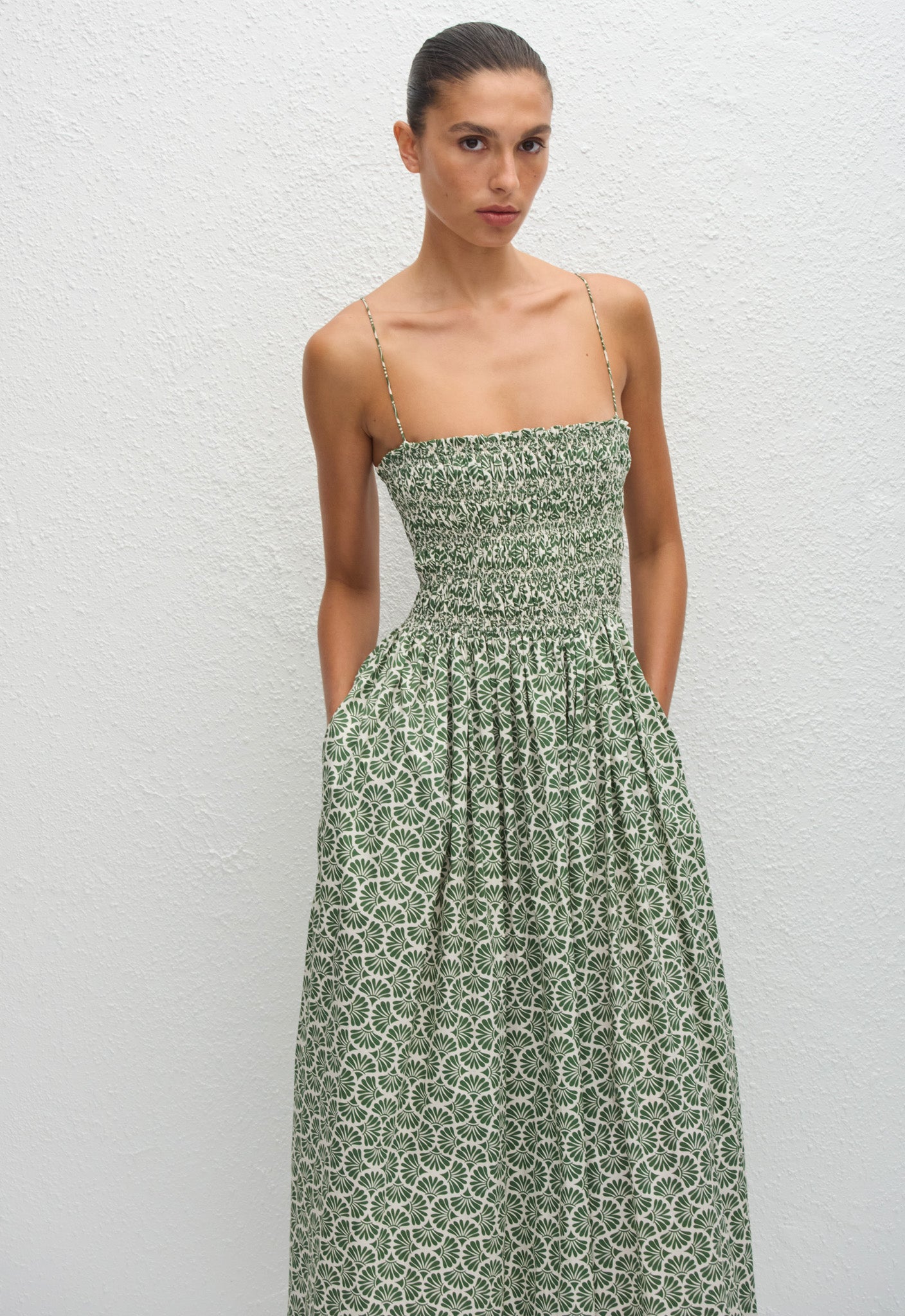 Shirred Bodice Dress - Vetiver - Matteau