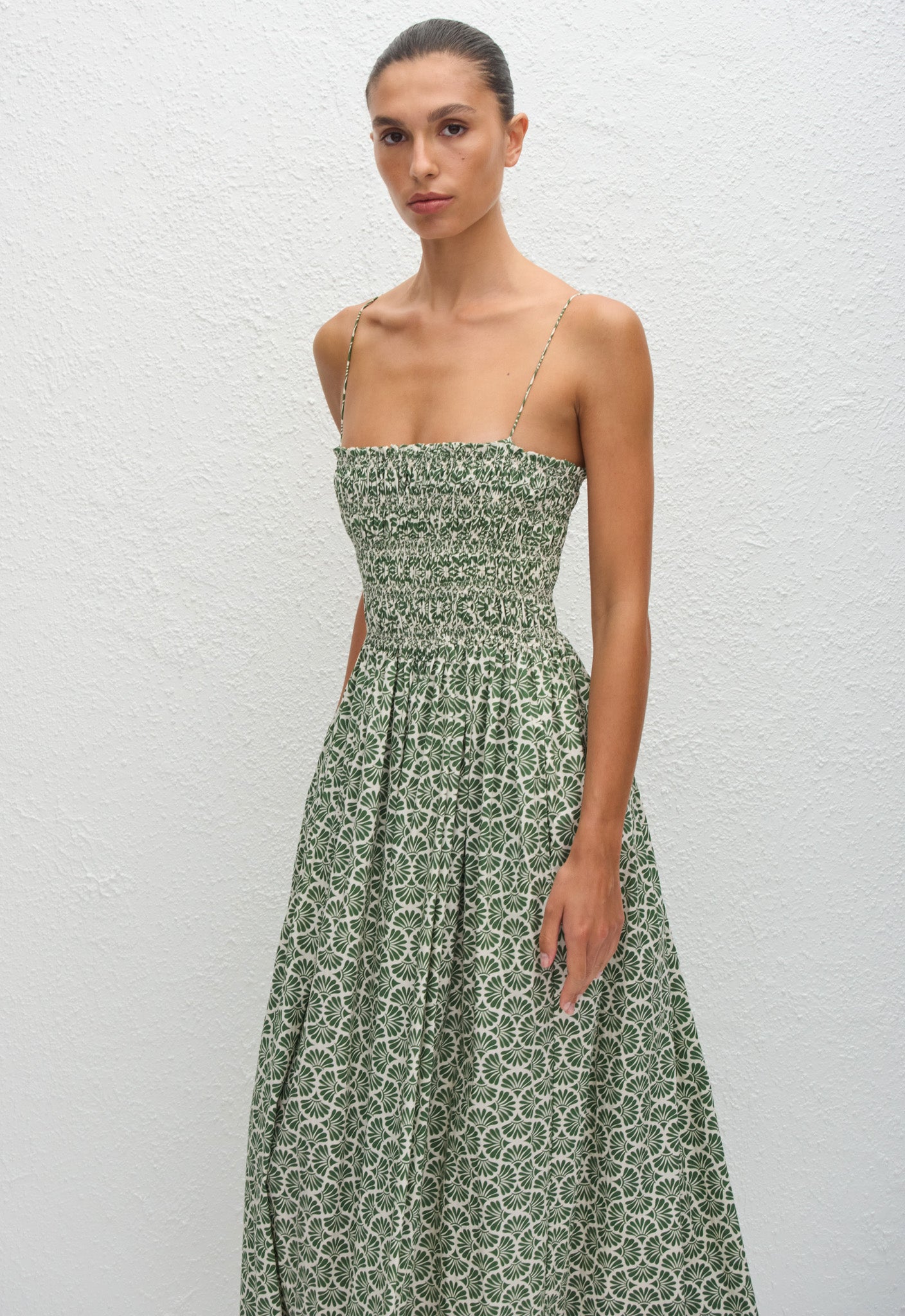 Shirred Bodice Dress - Vetiver - Matteau