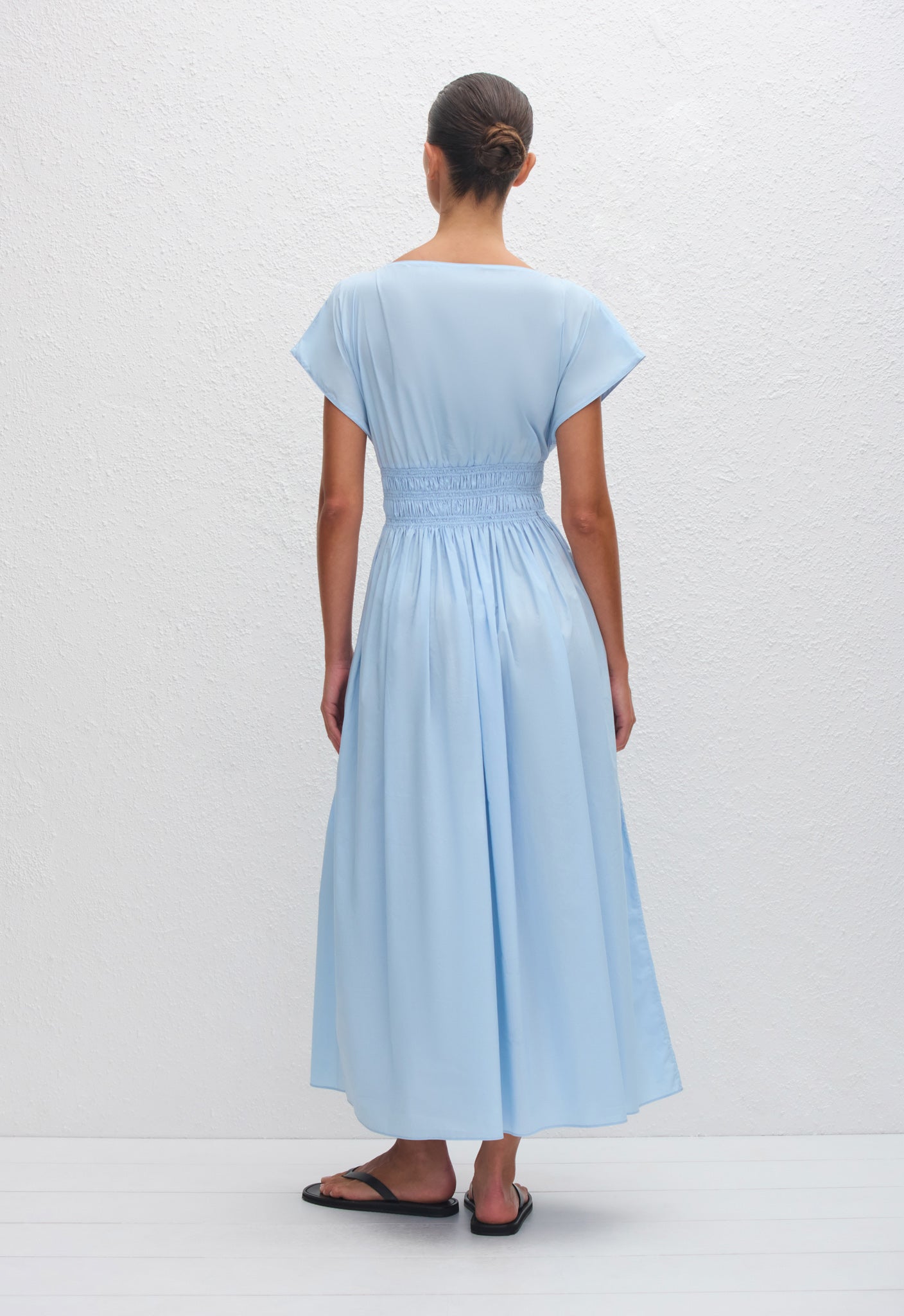 Shirred Waist Midi Dress - Sky - Matteau