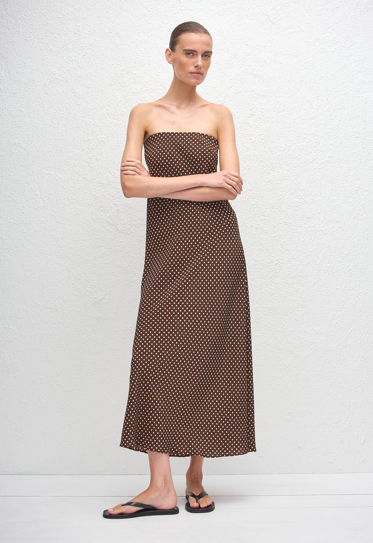 Bias Column Dress - Polka Dot (Chocolate) - Matteau