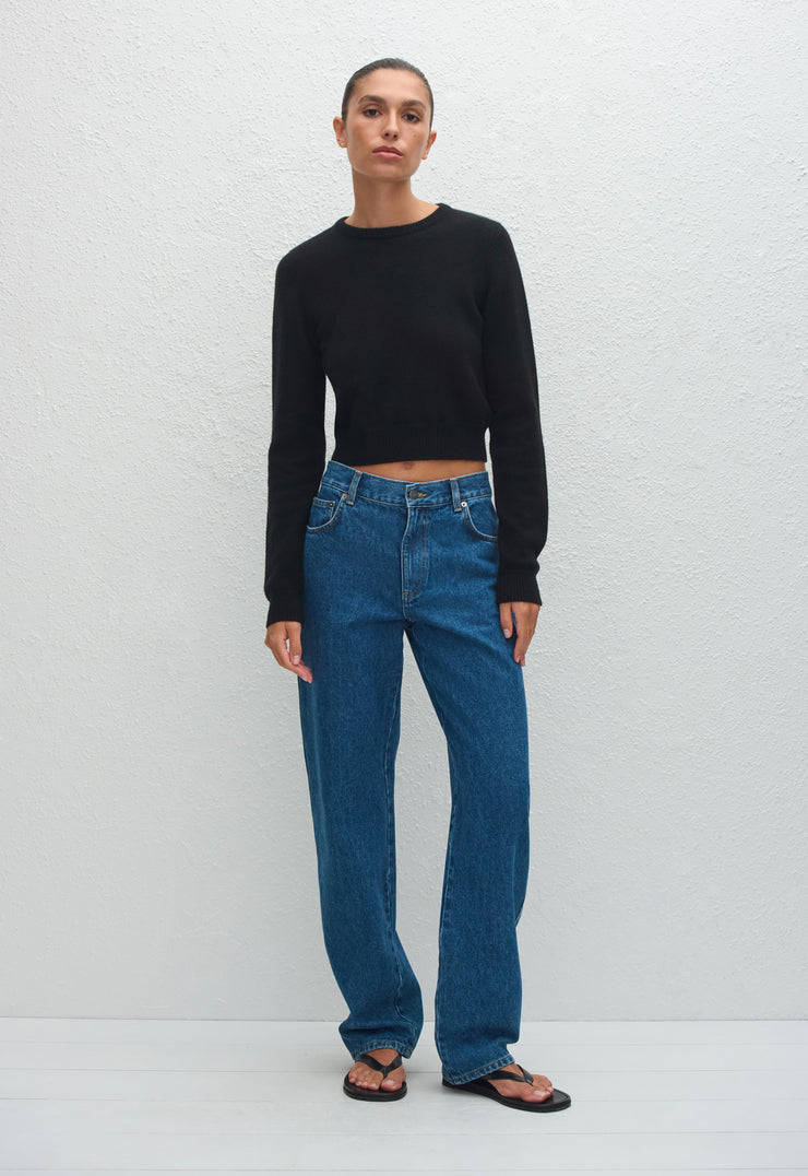 Cashmere Crew Baby Sweater - Black - Matteau