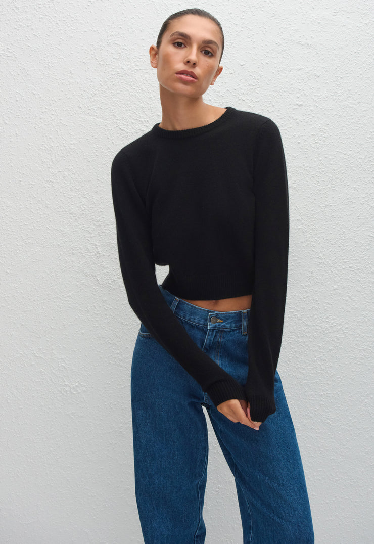 Cashmere Crew Baby Sweater - Black - Matteau