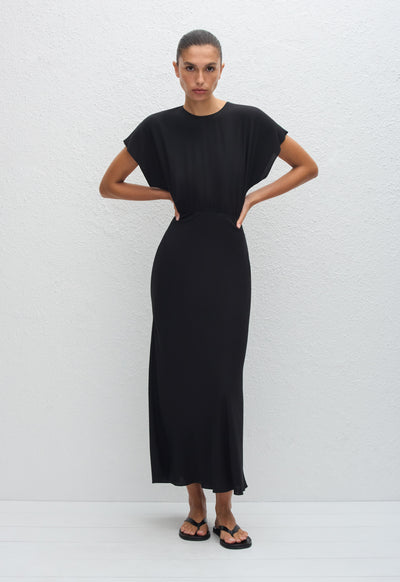 Bias Midi Tee Dress - Black - Matteau