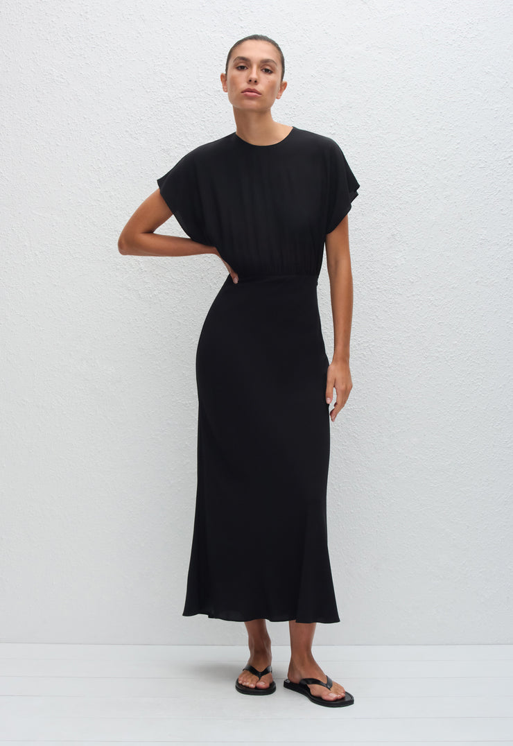 Bias Midi Tee Dress - Black - Matteau