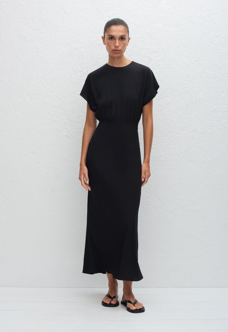 Bias Midi Tee Dress - Black - Matteau