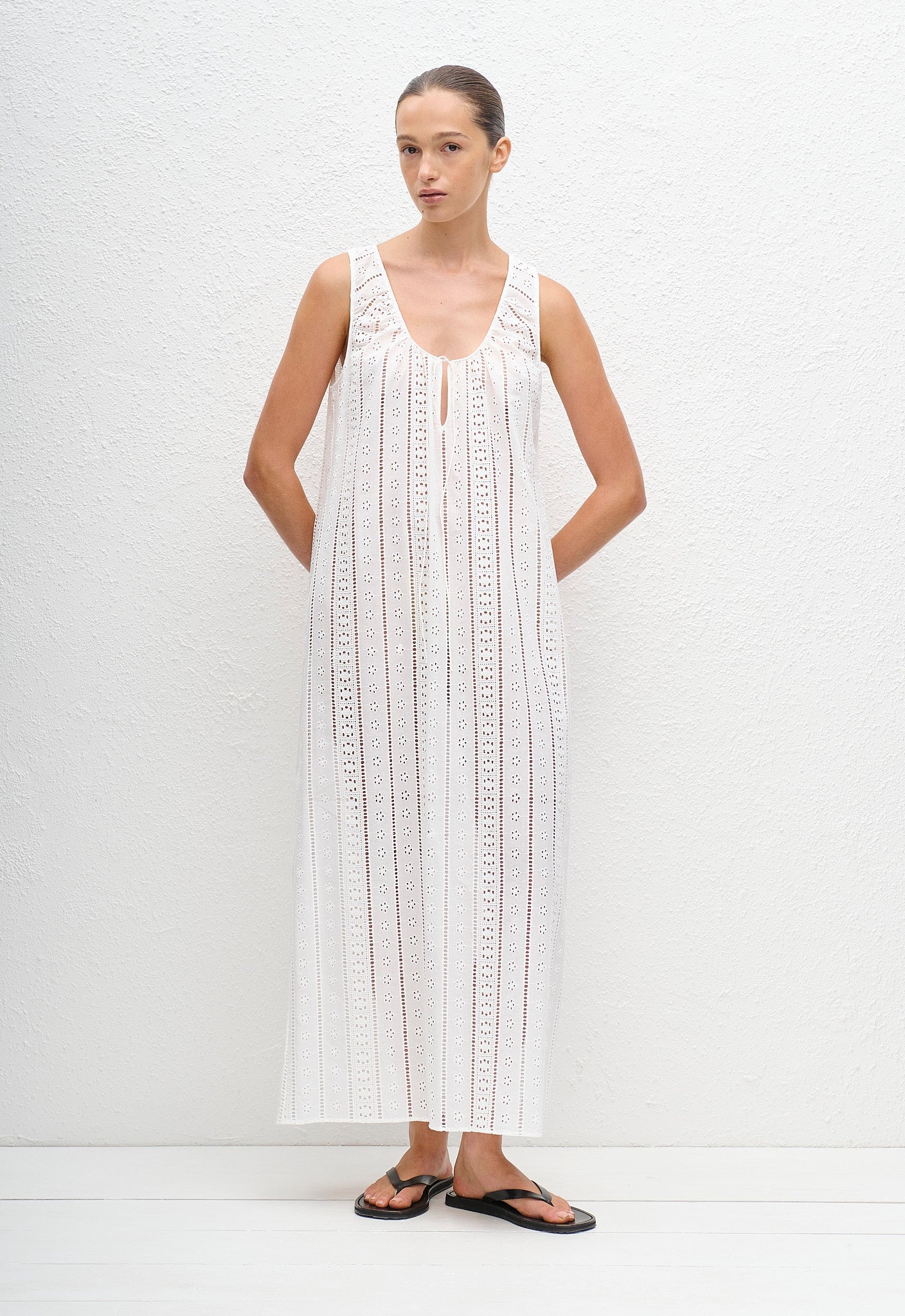 Broderie Day Dress - White - Matteau