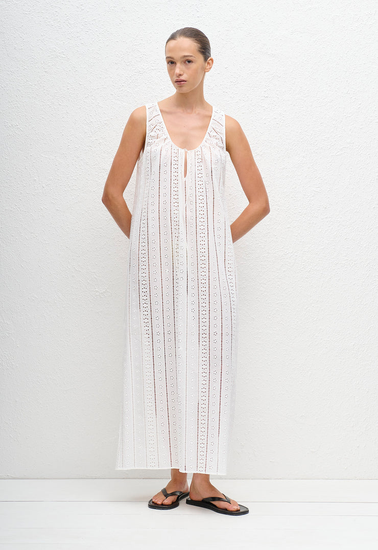 Broderie Day Dress - White - Matteau