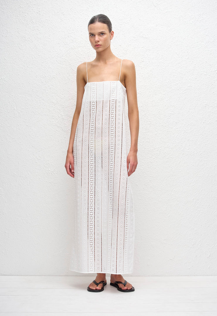 Broderie Shift Dress - White - Matteau