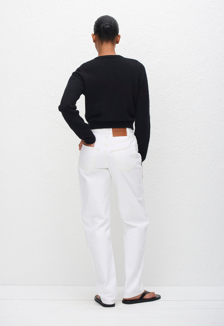 Cashmere Crew Cardigan - Black - Matteau