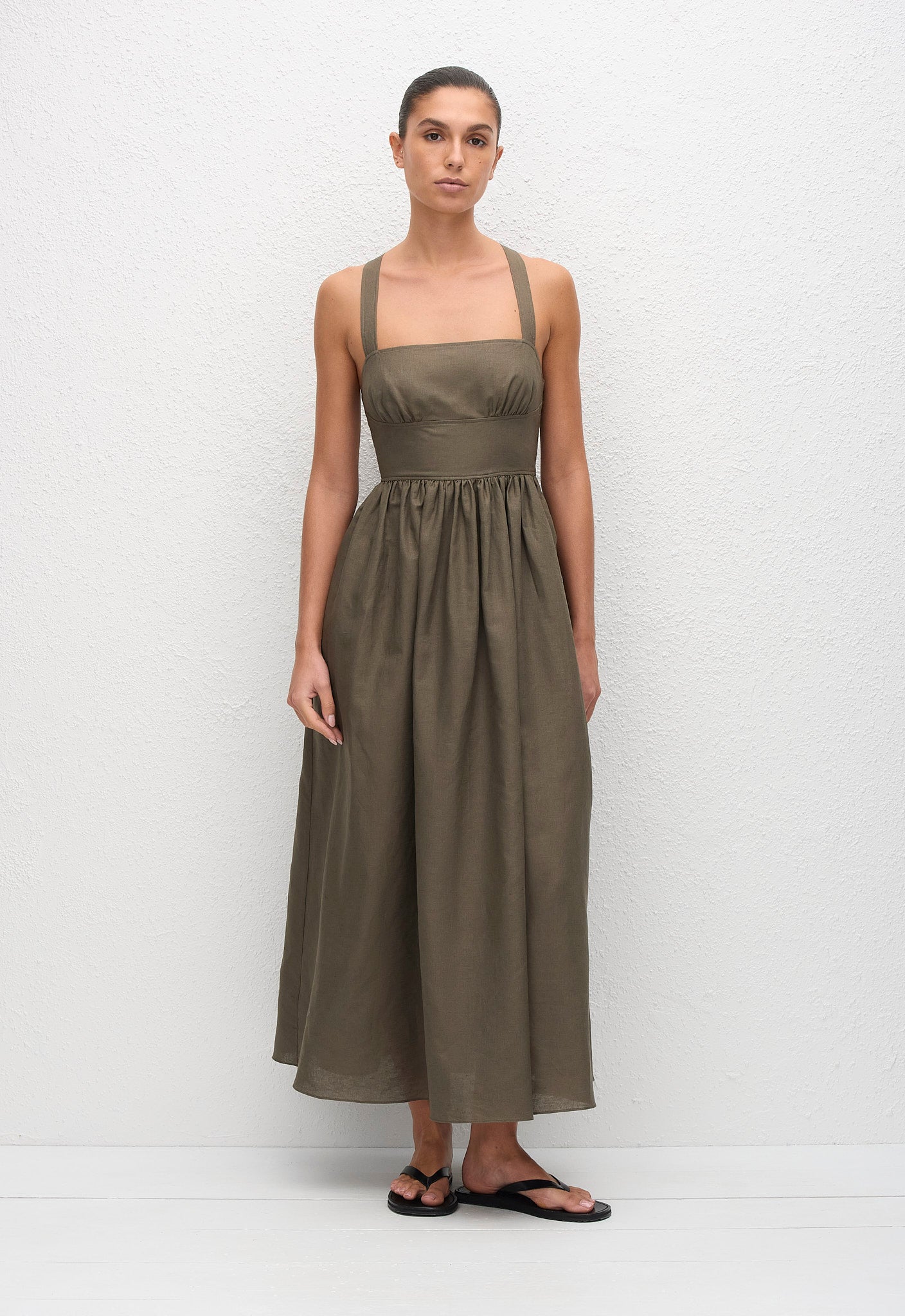 Crossback Linen Dress - Myrtle - Matteau