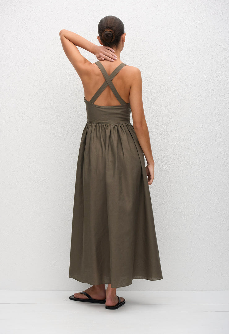 Crossback Linen Dress - Myrtle - Matteau