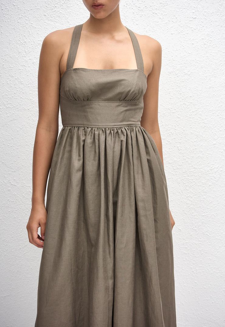 Crossback Linen Dress - Myrtle - Matteau