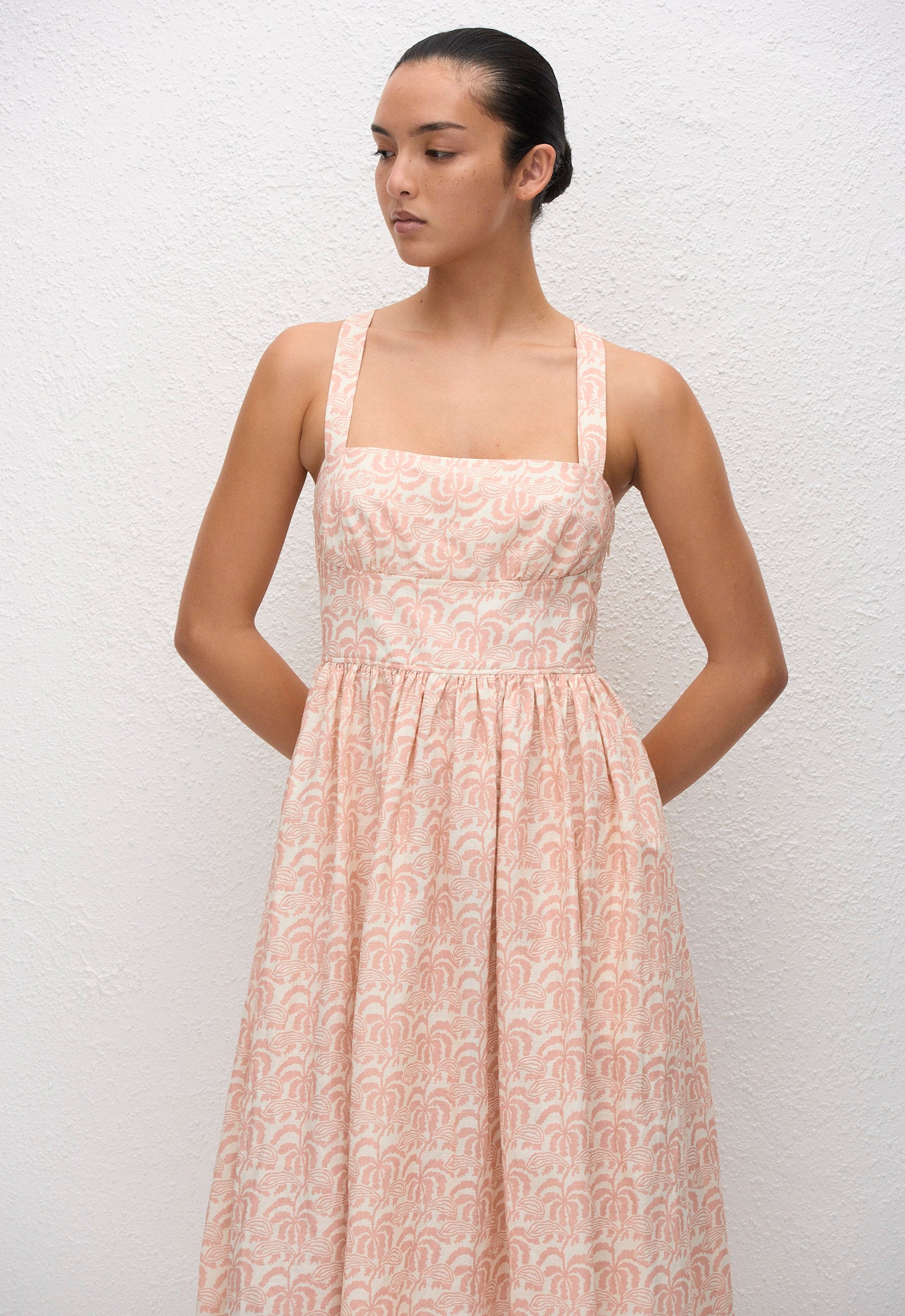 Crossback Linen Dress - Oasis - Matteau