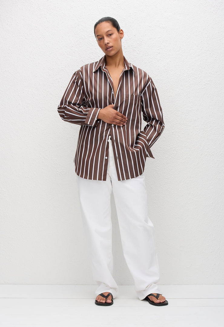 Classic Stripe Shirt - Chocolate Stripe - Matteau