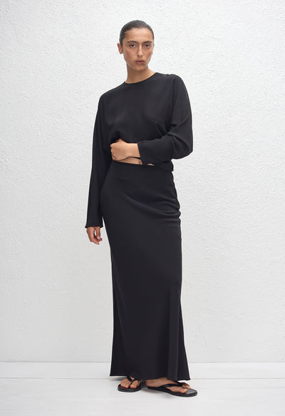 Bias Elastic Skirt - Black - Matteau