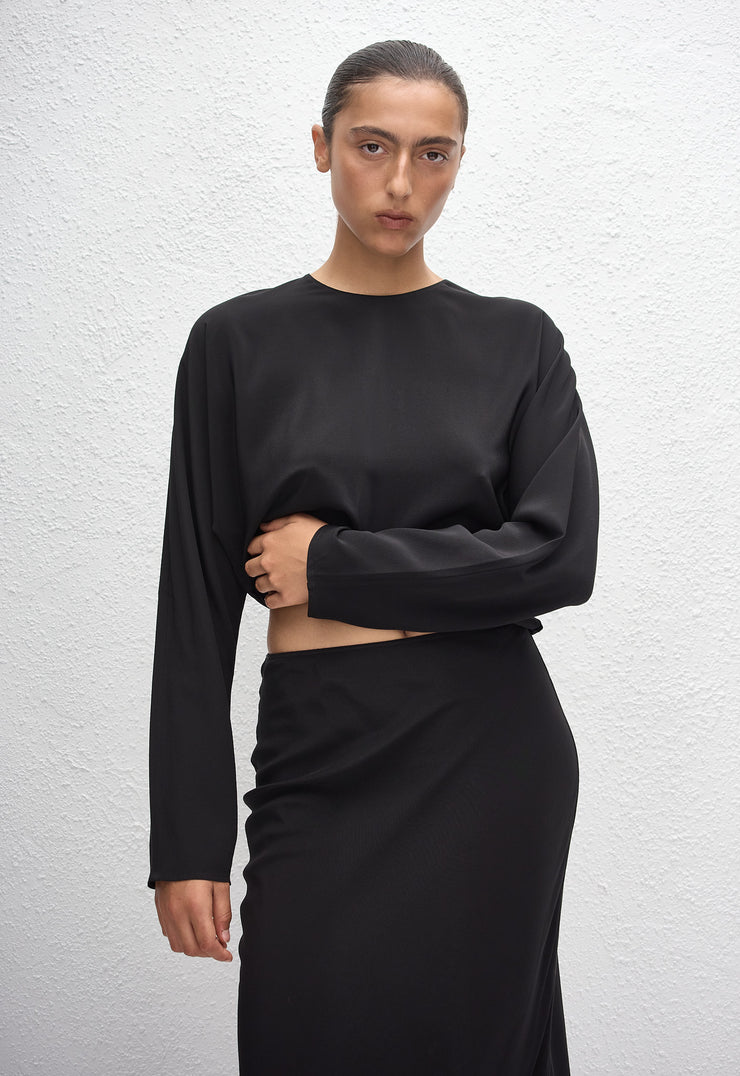 Dolman Silk Blouse - Black - Matteau