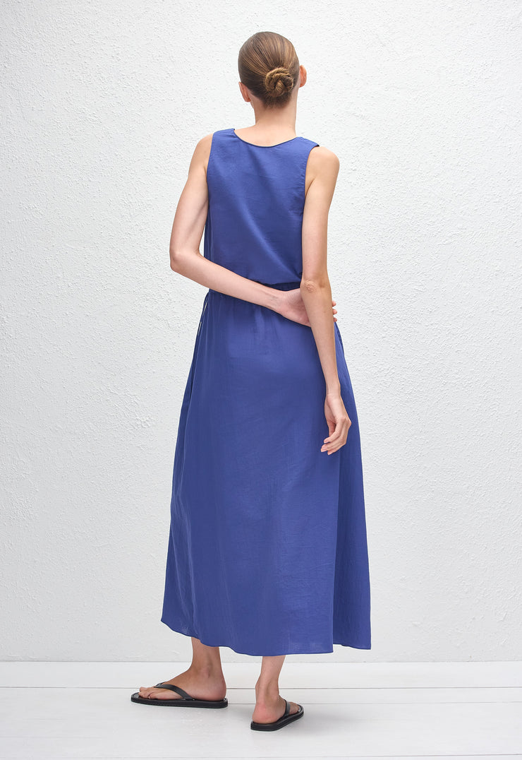 Drawcord Tank Midi Dress - Lapis - Matteau