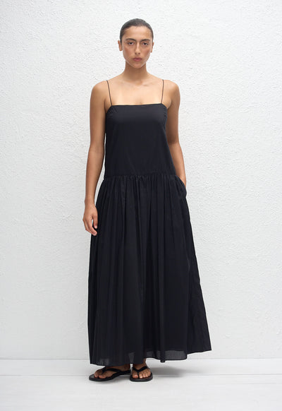 Drop Waist Midi Dress - Black - Matteau
