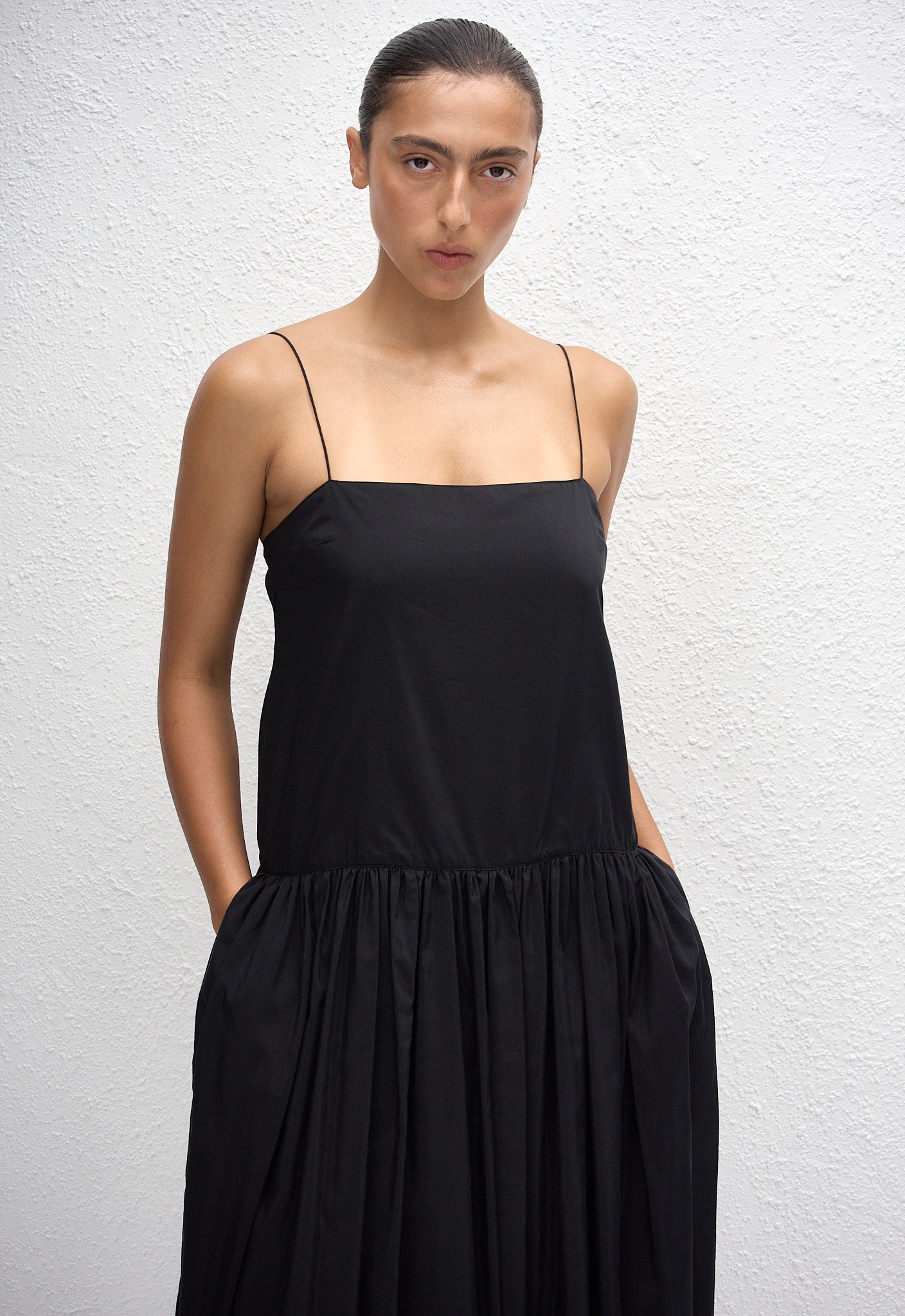Drop Waist Midi Dress - Black - Matteau