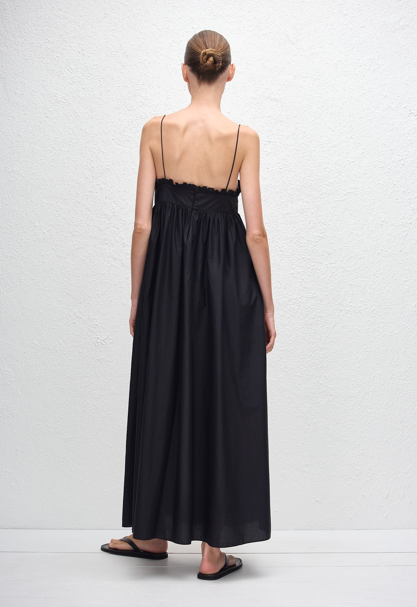 Empire Frill Midi Dress - Black - Matteau