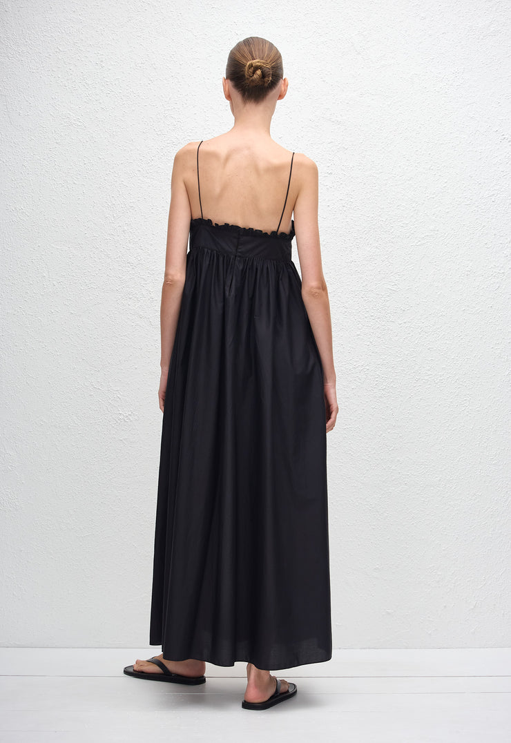 Empire Frill Midi Dress - Black - Matteau