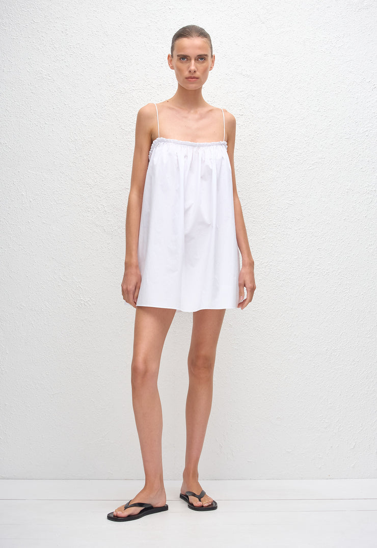 matteau square cami mini dress A very cute summer dress. New Matteau white cotton square neck mini, online now. #minidress #summerdress #style