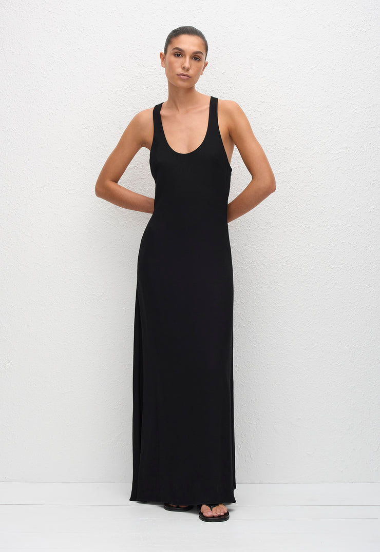 Fluid Racer Back Dress - Black - Matteau