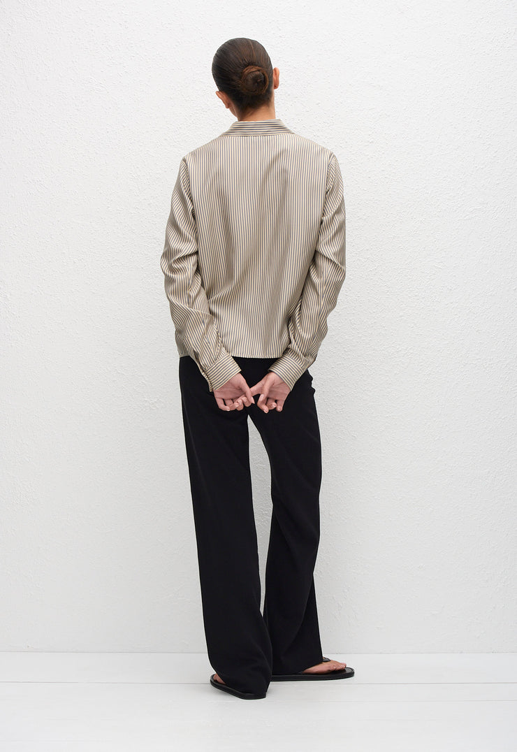 Fine Stripe Silk Shirt - Monaco Stripe - Matteau