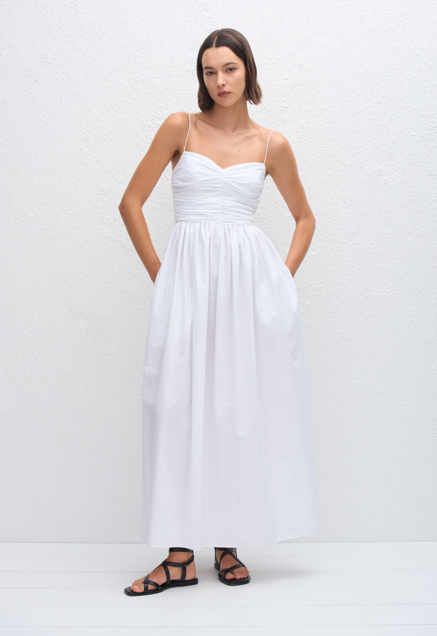 Gathered Bodice Dress - White - Matteau