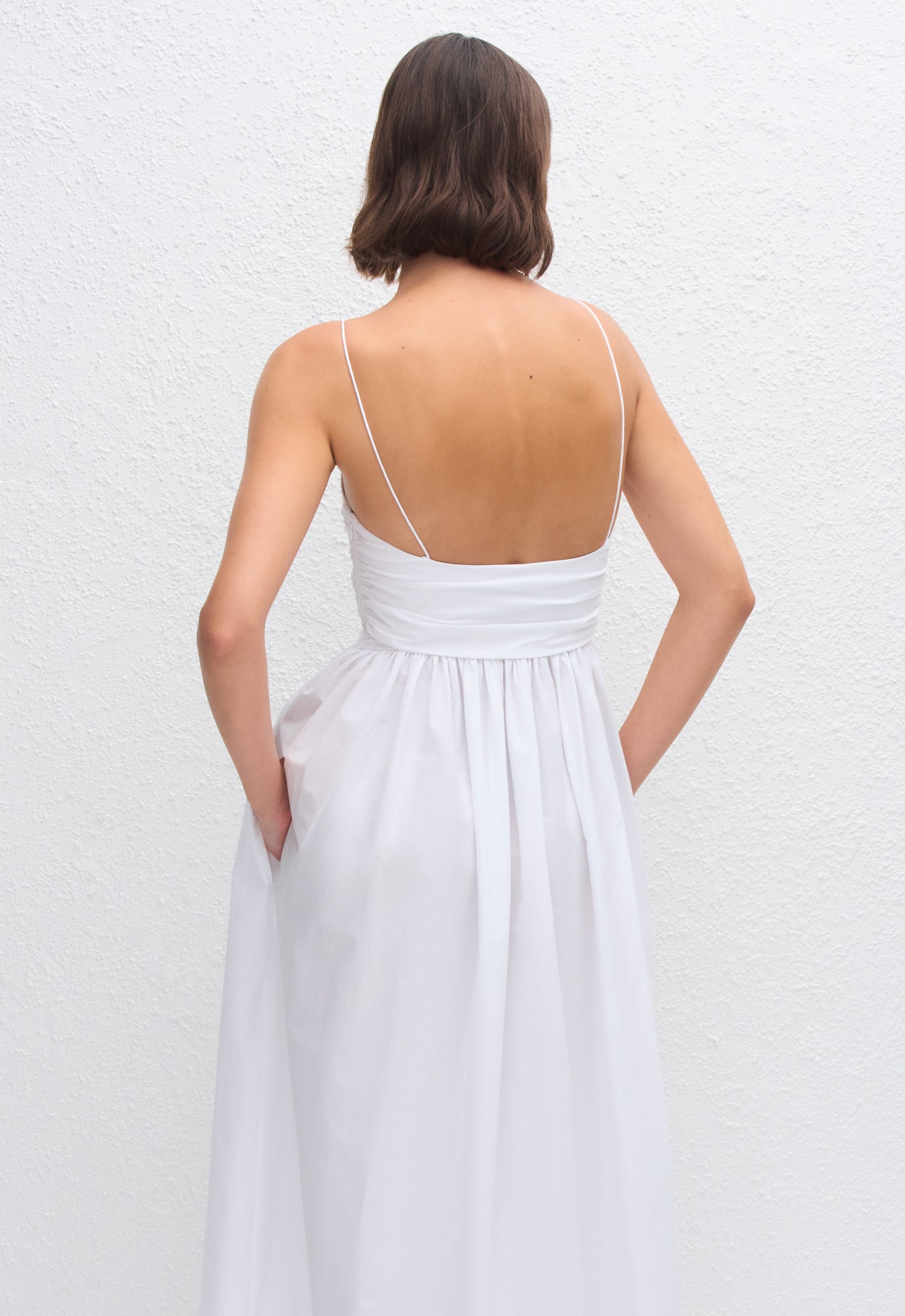 Gathered Bodice Dress - White - Matteau