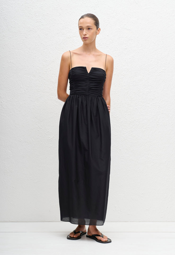 Gathered Tulip Dress - Black - Matteau