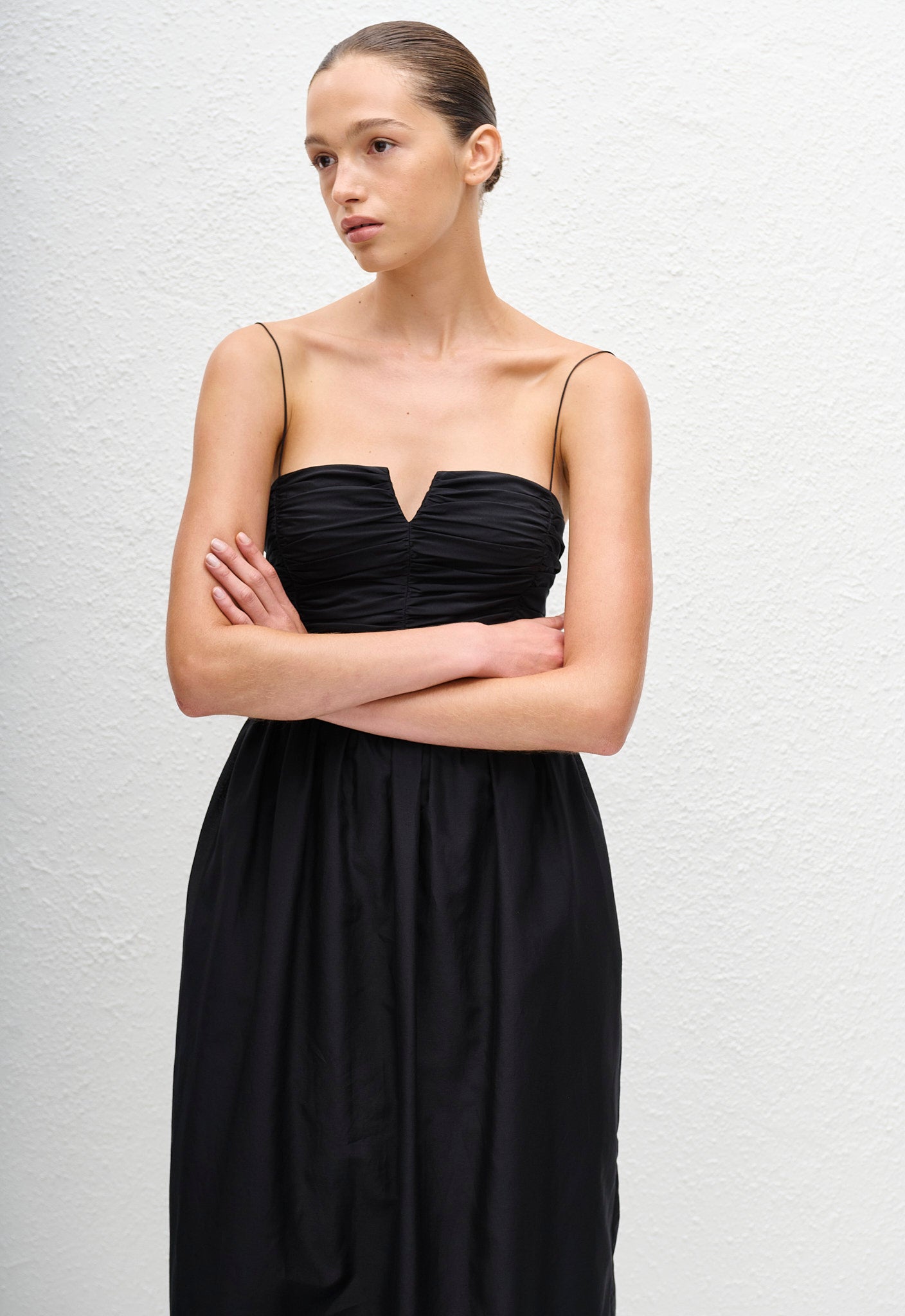 Gathered Tulip Dress - Black - Matteau