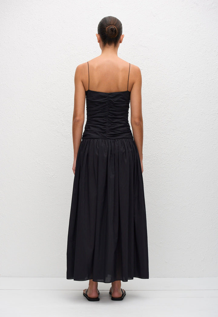 Gathered Drop Waist Dress - Black - Matteau Gathered Drop Waist Dress - Black - Matteau