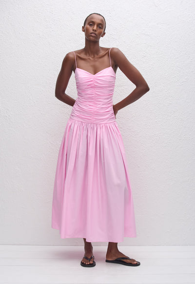 Gathered Drop Waist Dress - Rosewater - Matteau