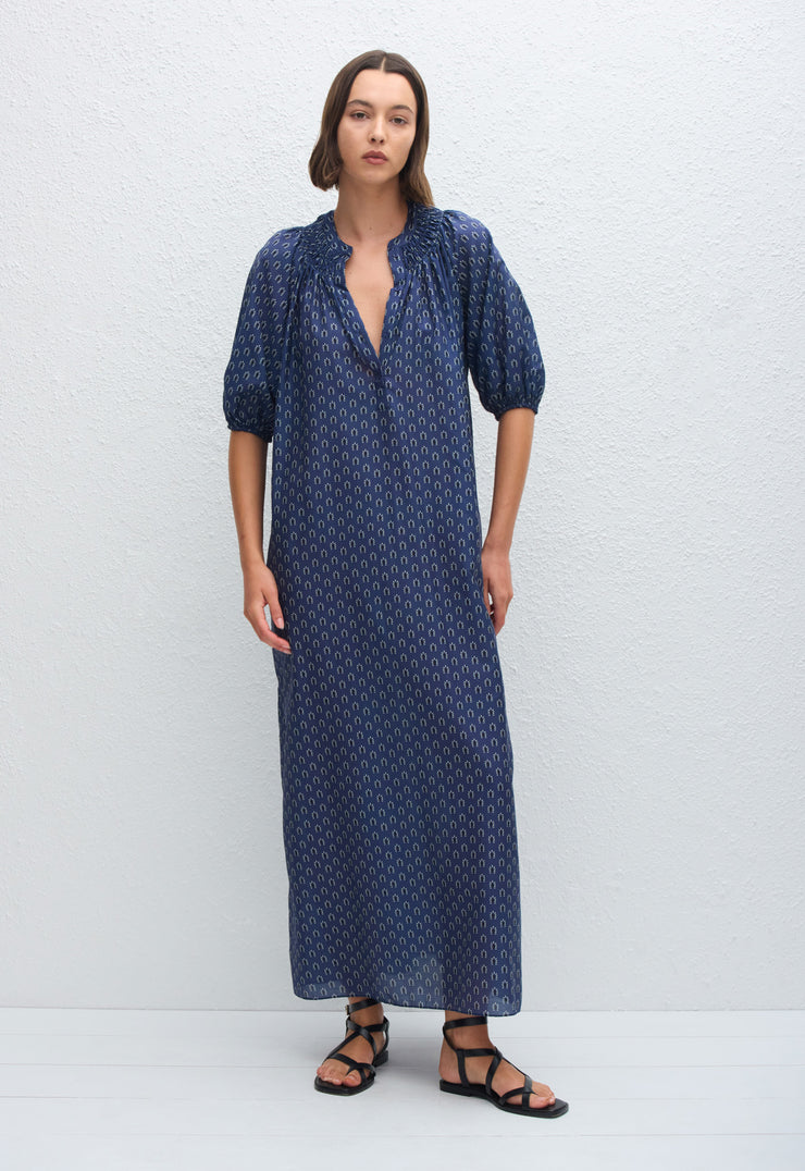 Gathered Yoke Popover Dress - Cassis - Matteau