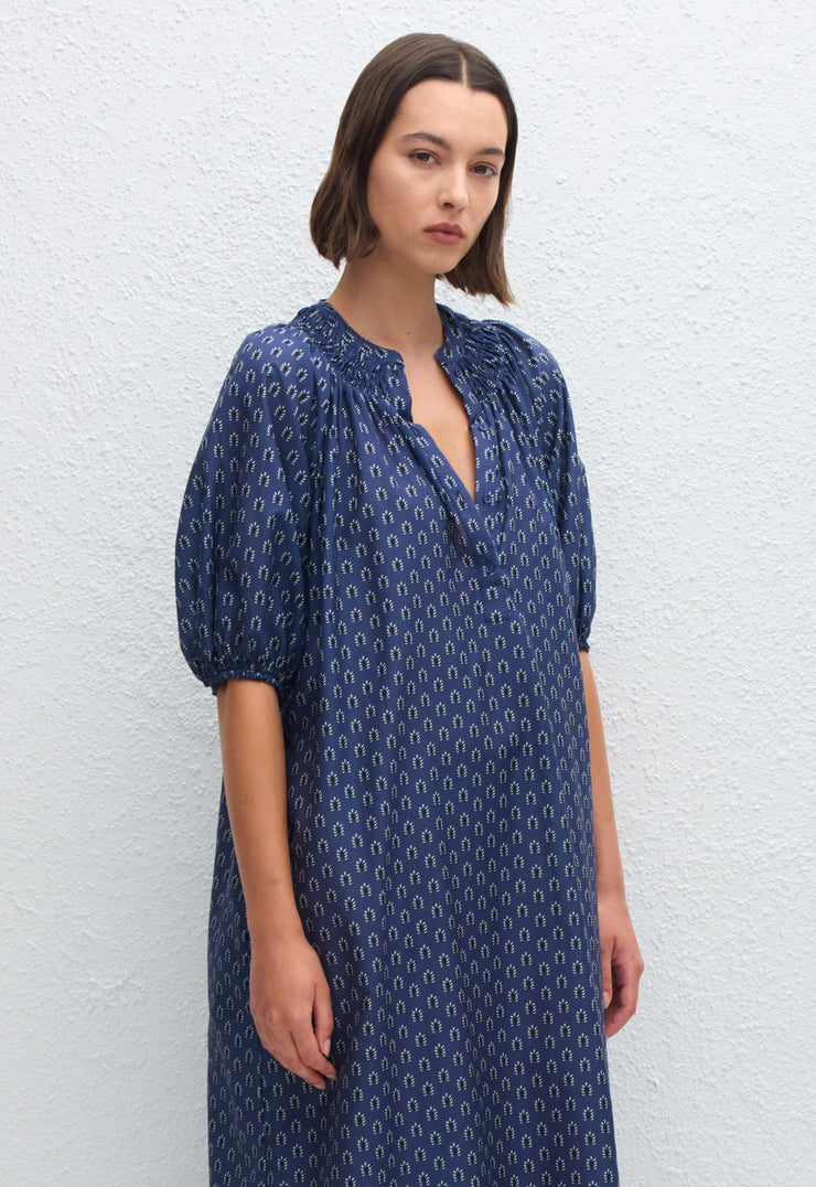 Gathered Yoke Popover Dress - Cassis - Matteau