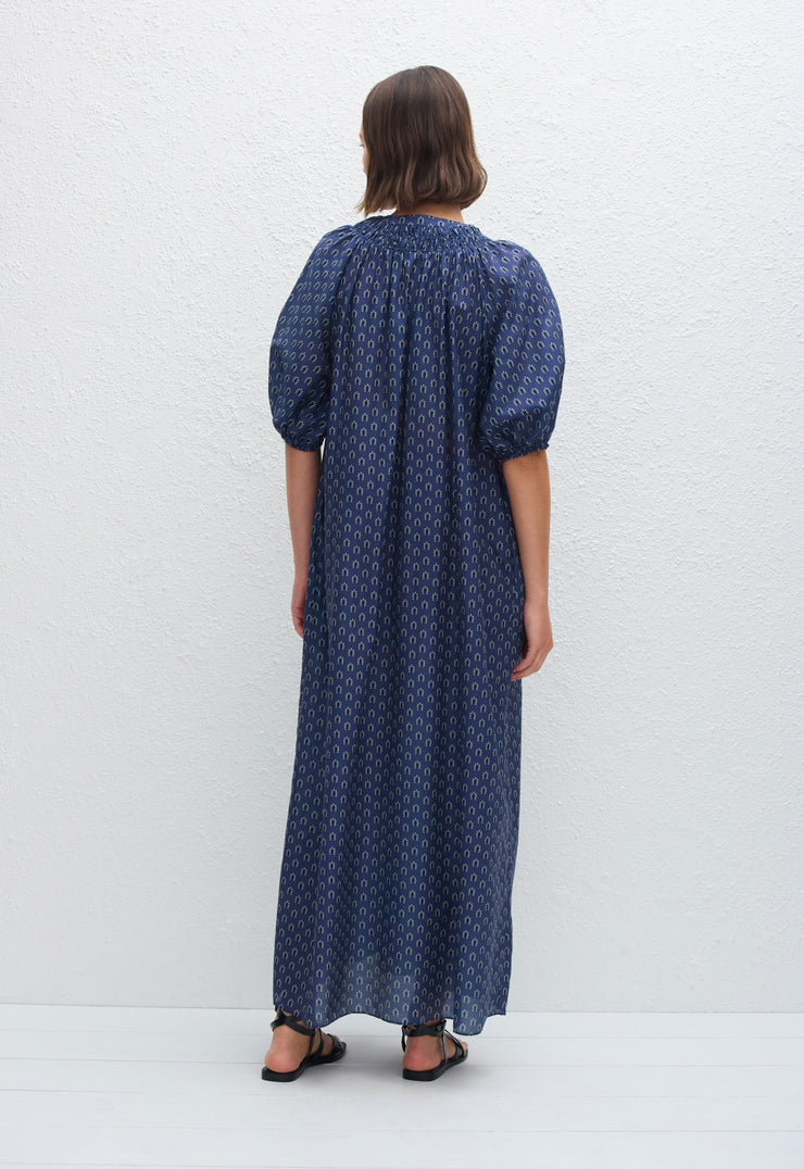 Gathered Yoke Popover Dress - Cassis - Matteau