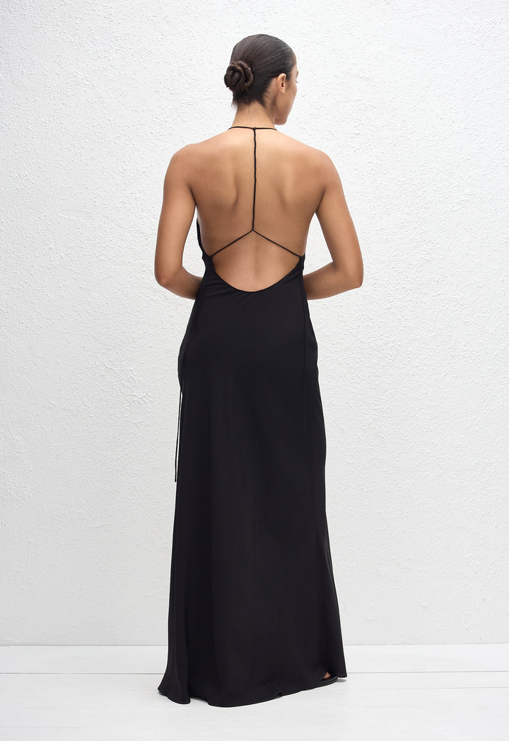 matteau plunge halter dress Matteau Purple Cotton Plunge Halter Dress