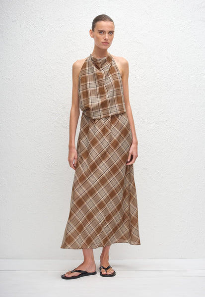 layered plaid dress Vince Fenced Plaid Sheer Panel Midi Dress