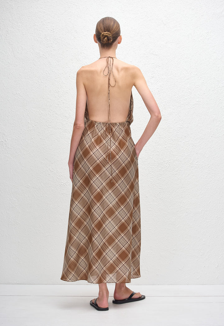 Layered Halter Midi Dress - Picnic Plaid - Matteau