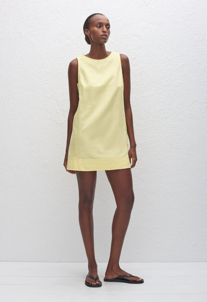 matteau crepe mini shift dress Linen Mini Shift Dress - Lemon