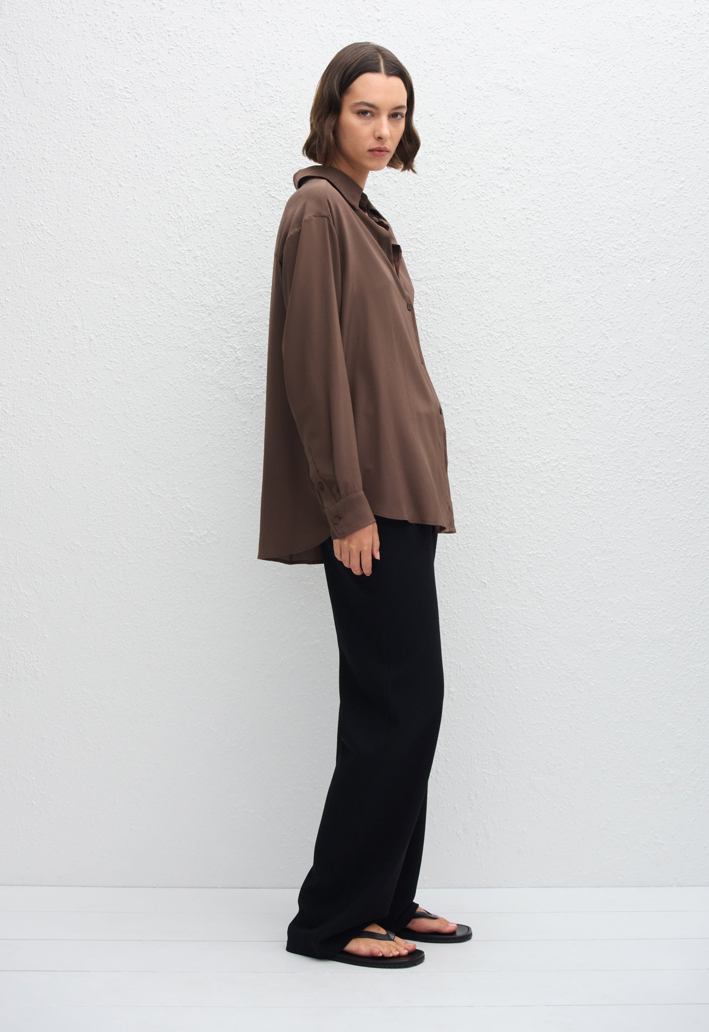 Long Sleeve Silk Shirt - Truffle - Matteau