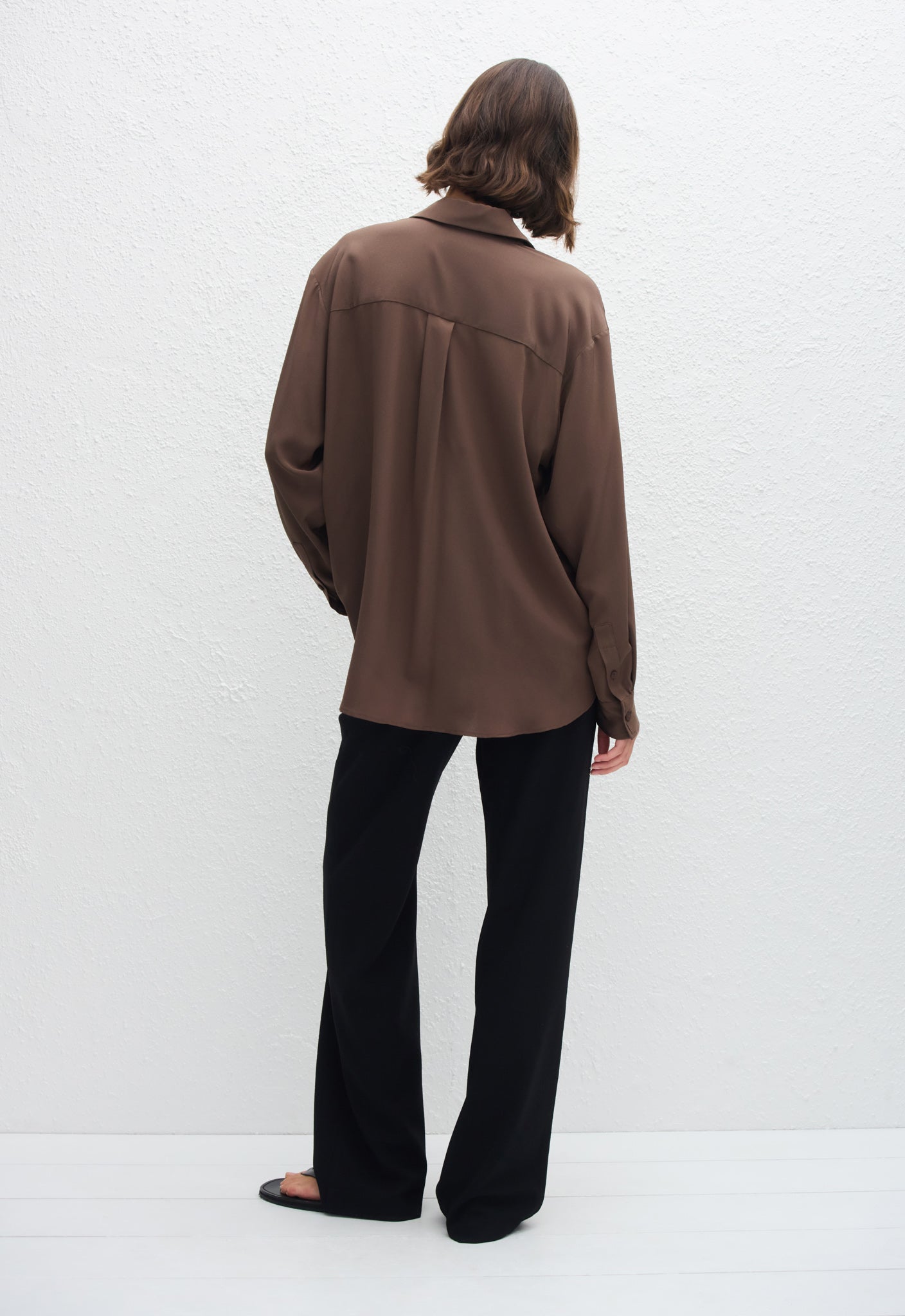 Long Sleeve Silk Shirt - Truffle - Matteau