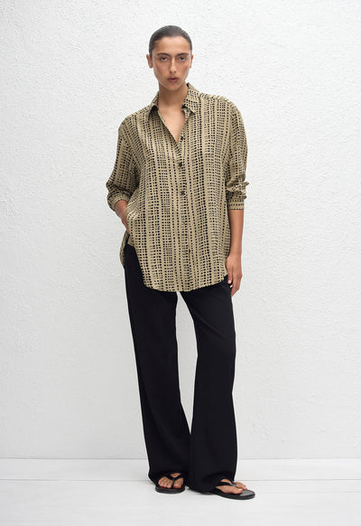 Long Sleeve Silk Shirt - Savanna in Desert - Matteau