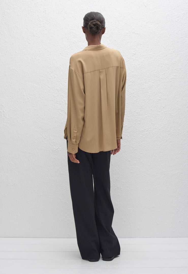 Long Sleeve Silk Shirt - Stone - Matteau