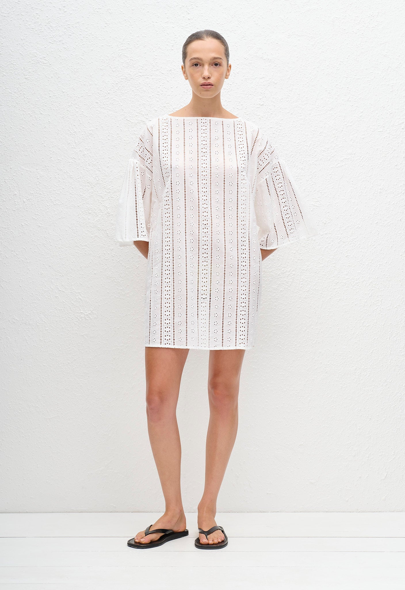 Magyar Broderie Tee Dress - White - Matteau